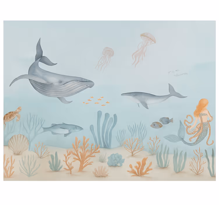 Pastel aquatic life teenage wall mural - TenStickers
