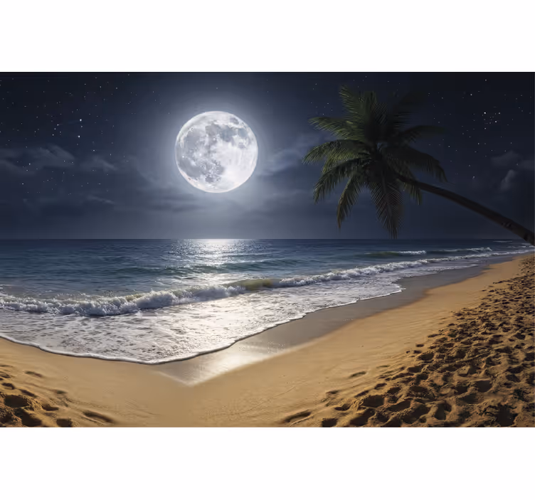 Sea mural full moon ocean scene - TenStickers