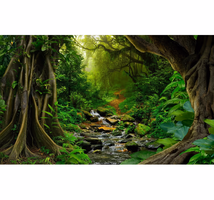 Tropical forest oasis forest wall mural - TenStickers