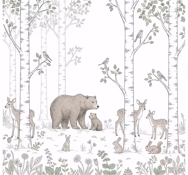 Forest wall mural playful woodland design - TenStickers
