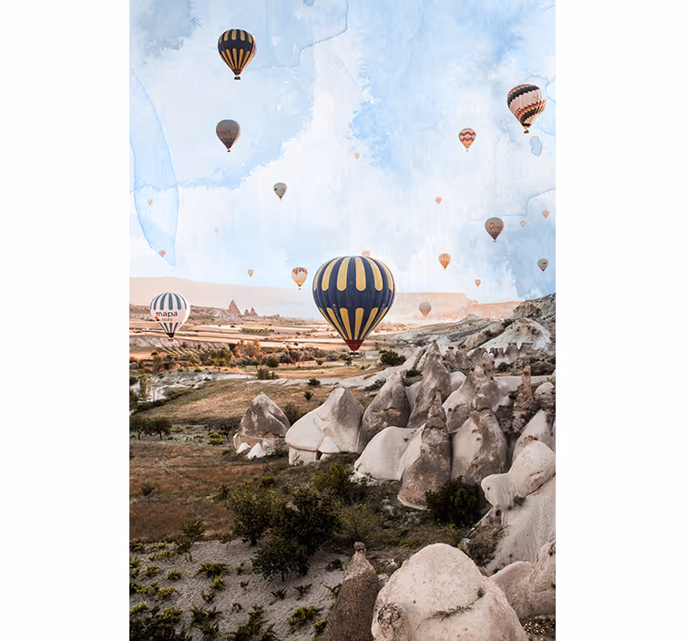 Desert mural cappadocia hot air balloons - TenStickers