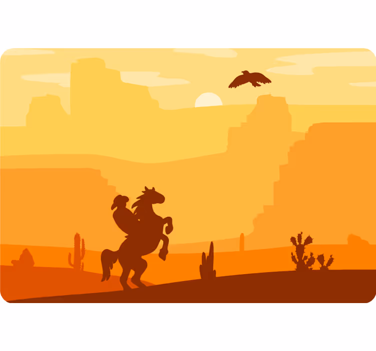 Desert mural cowboy scenery - TenStickers
