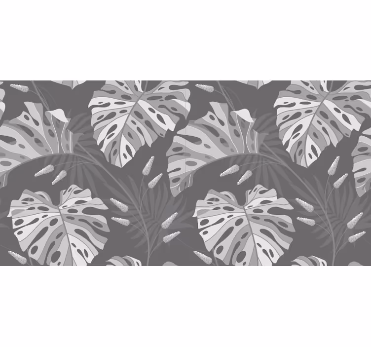 Jungle wall mural with gray tropical leaves - TenStickers
