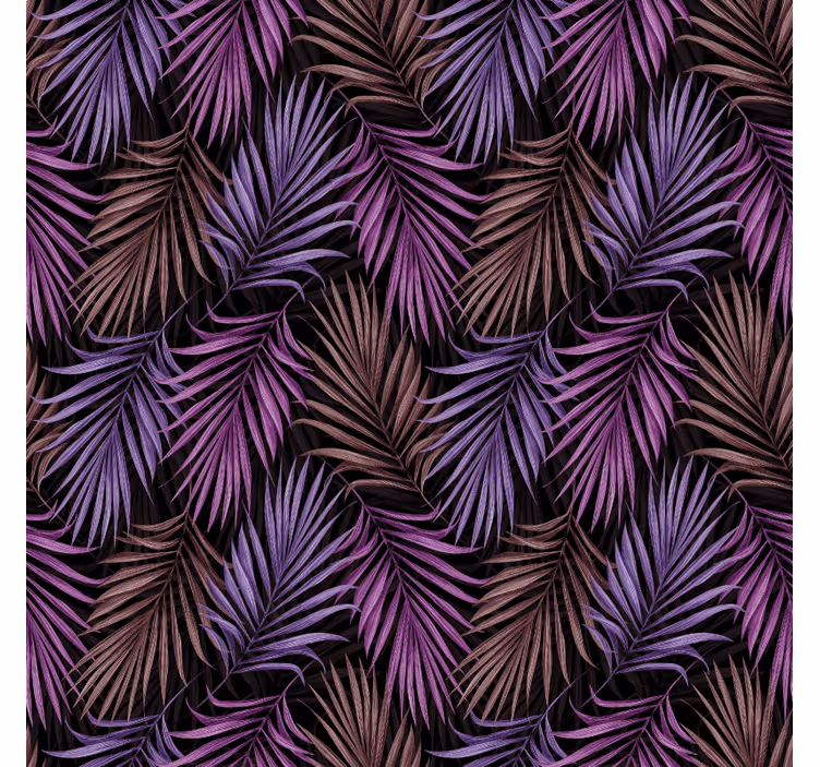 Jungle wall mural with purple leaf design - TenStickers