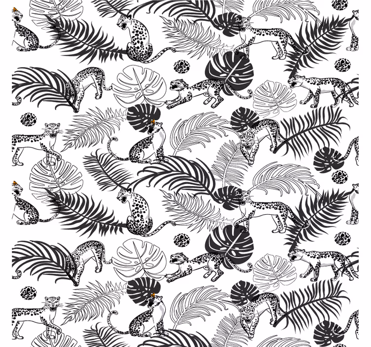 Jungle wall mural black and white leopard pattern - TenStickers
