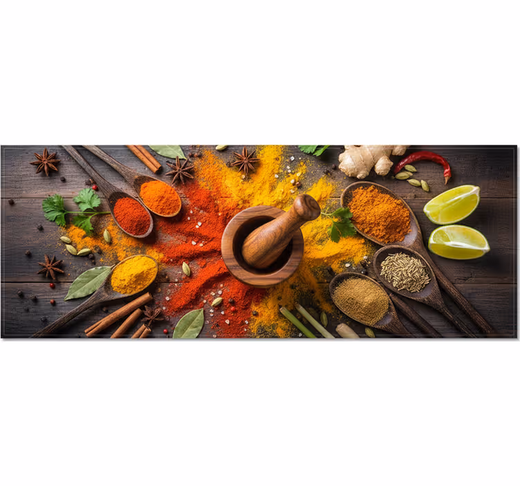Kitchen mural of the exploding world of spices - TenStickers