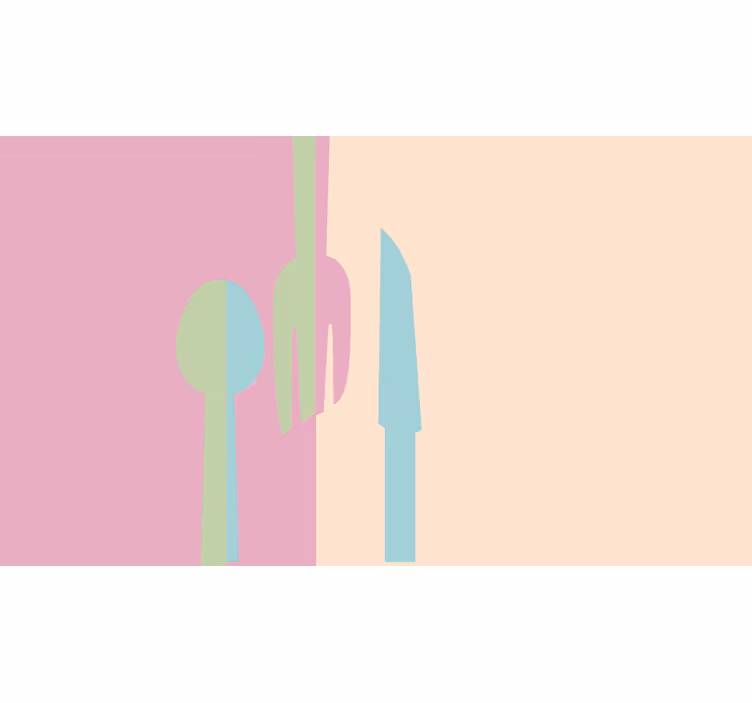 Kitchen mural in pastel color utensils - TenStickers