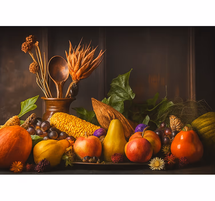 Kitchen mural rustic vegetables and fruits - TenStickers