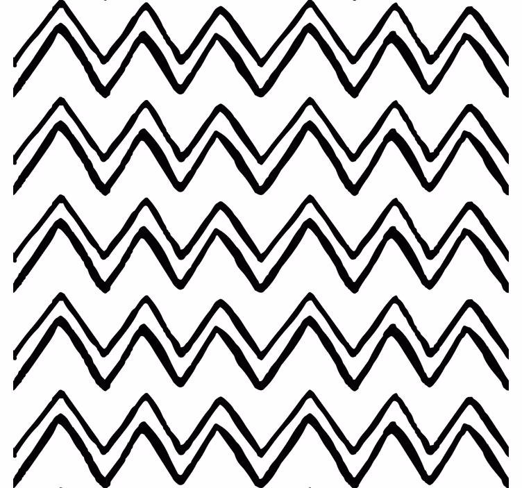 White wall mural irregular black and white zigzag design - TenStickers