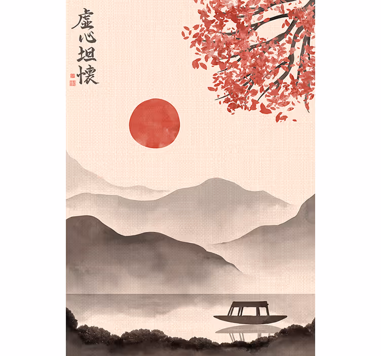Beige wall mural japandi style elegance - TenStickers