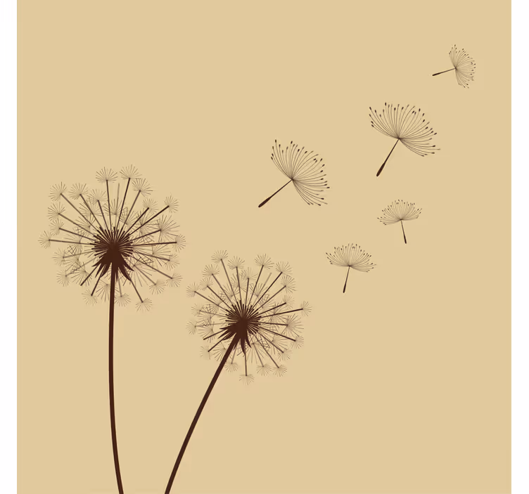 Beige wall mural dandelion artwork in vintage style - TenStickers