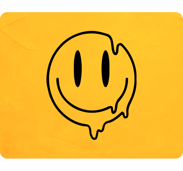 Yellow wall mural liquid smiley face design - TenStickers