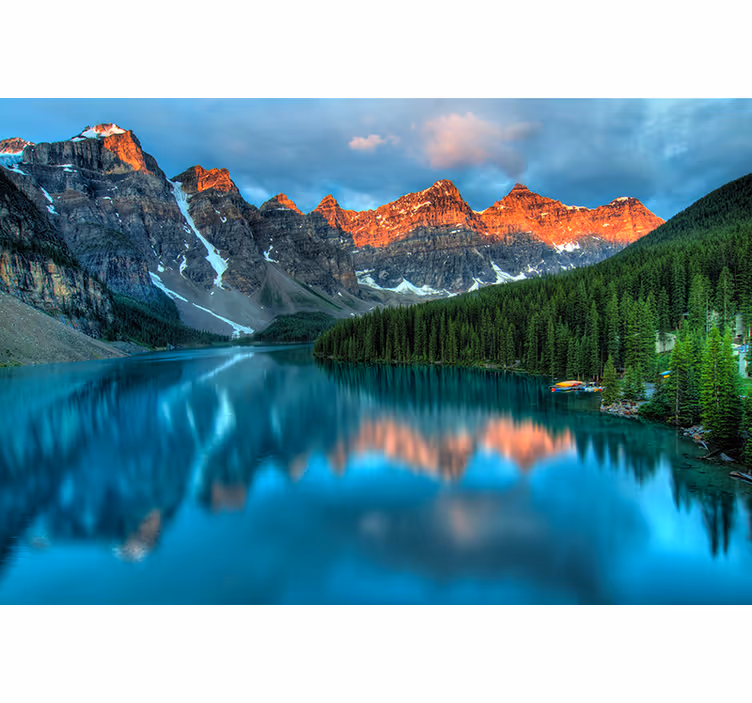 Blue wall mural featuring vibrant lake aesthetics - TenStickers