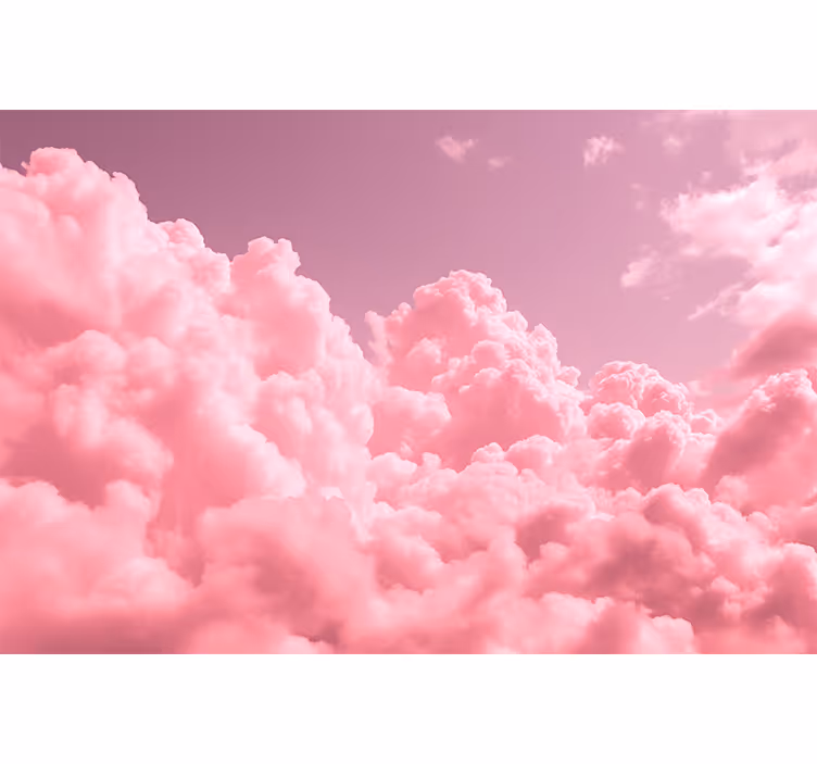 Pink wall mural pink fluffy clouds design - TenStickers