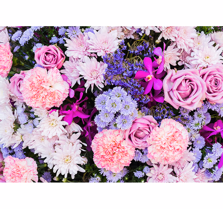 Pink wall mural with vibrant blooms - TenStickers