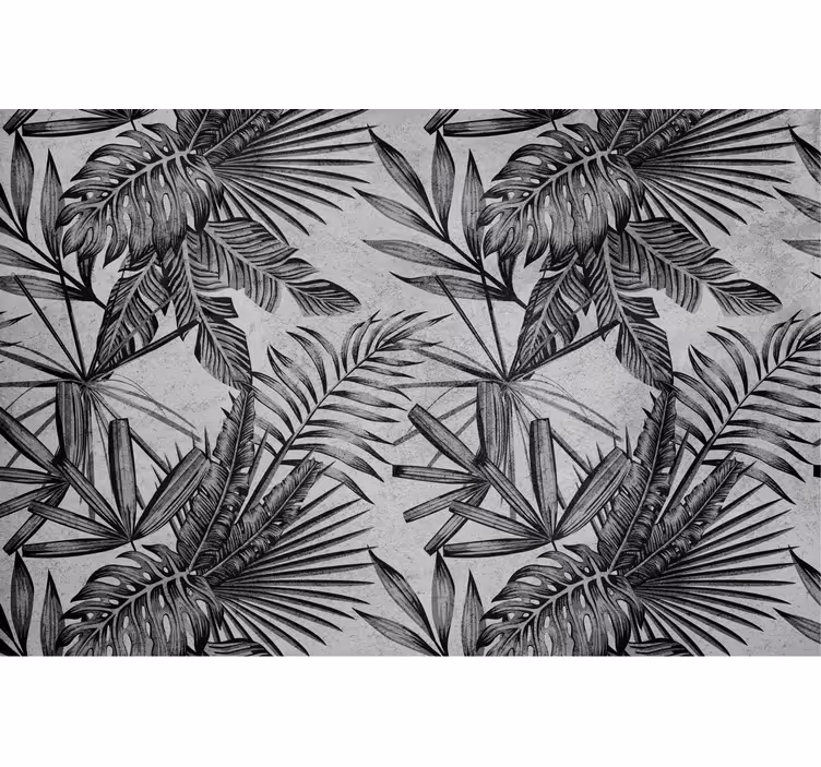Gray wall mural with concrete plants design - TenStickers
