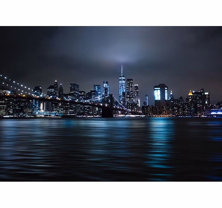 Black wall mural urban night view - TenStickers