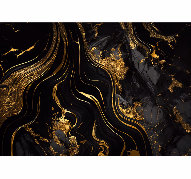 Black wall mural in black and gold marble - TenStickers