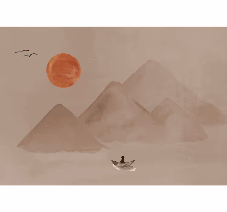 Terracotta wall mural in japanese style - TenStickers