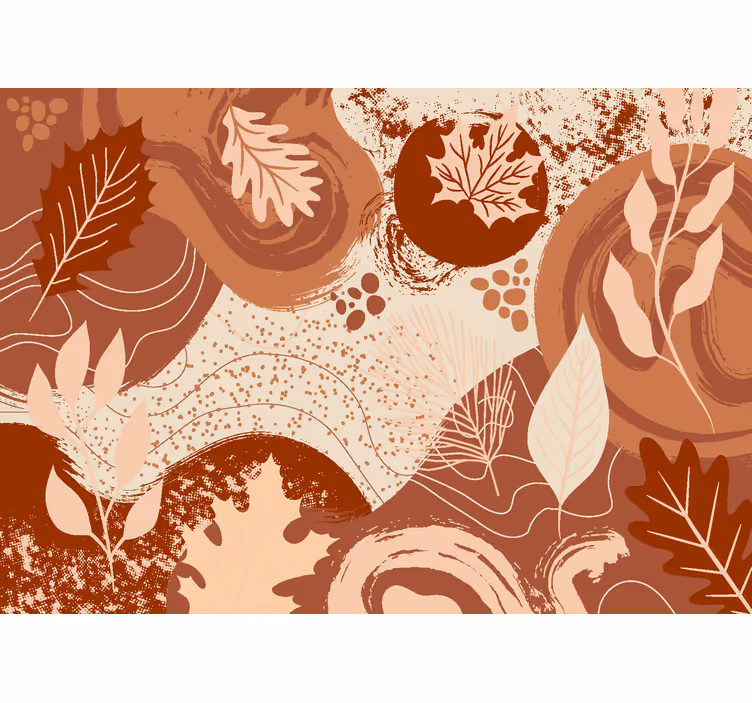 Terracotta wall mural of plants and flowers - TenStickers