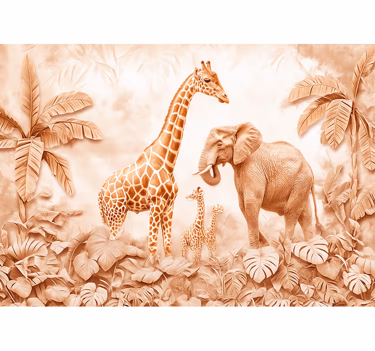 Terracotta wall mural abstract savannah design - TenStickers