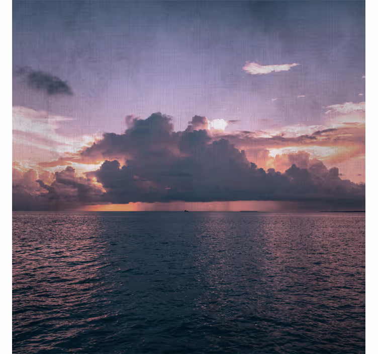 Purple wall mural cloudy tranquil ocean - TenStickers