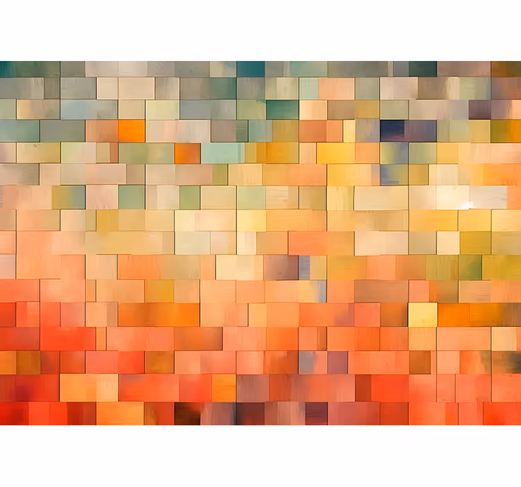 Entrance wall mural in colorful squares - TenStickers