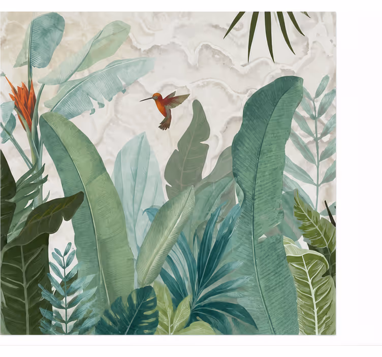 Nature wall mural featuring a hummingbird in the jungle - TenStickers