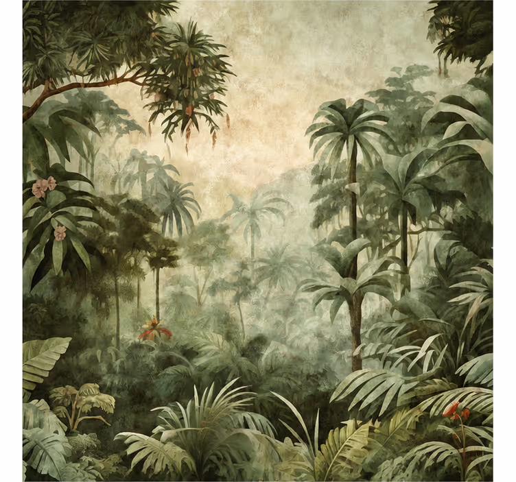 Nature wall mural rainforest plant view - TenStickers