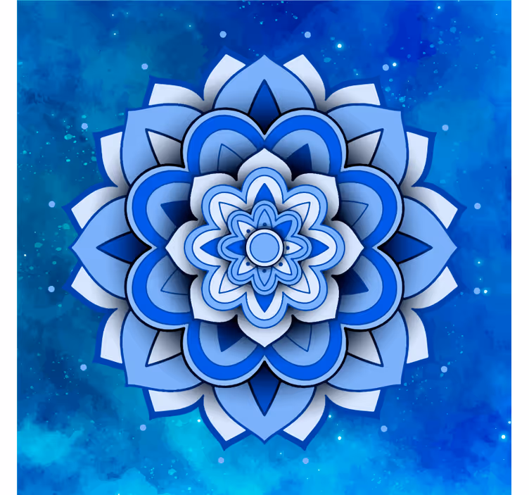 Blue wall mural mandala floral design - TenStickers