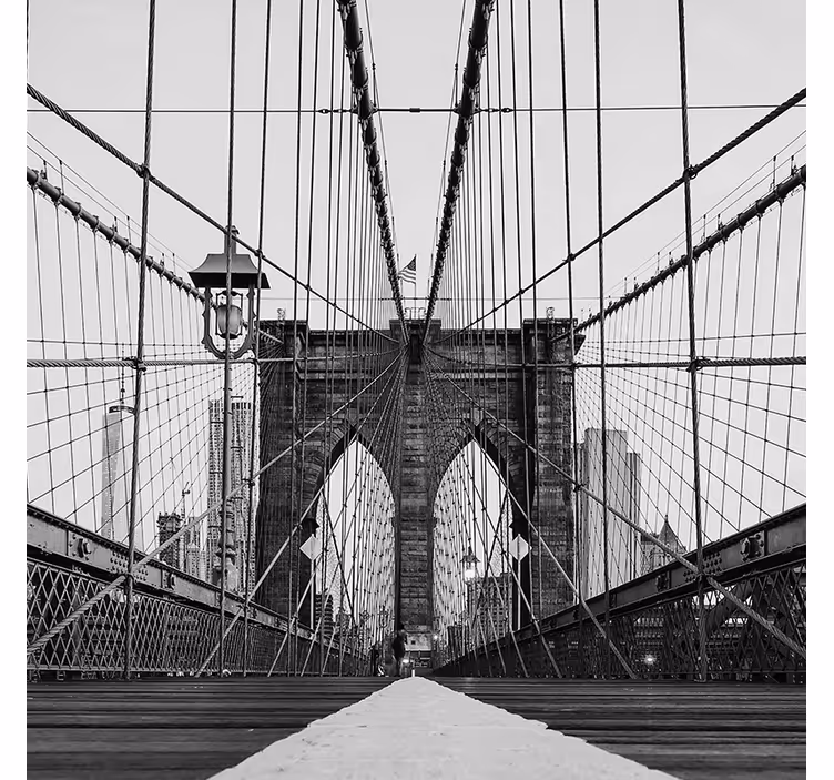 Entrance wall mural black and white brooklyn bridge - TenStickers