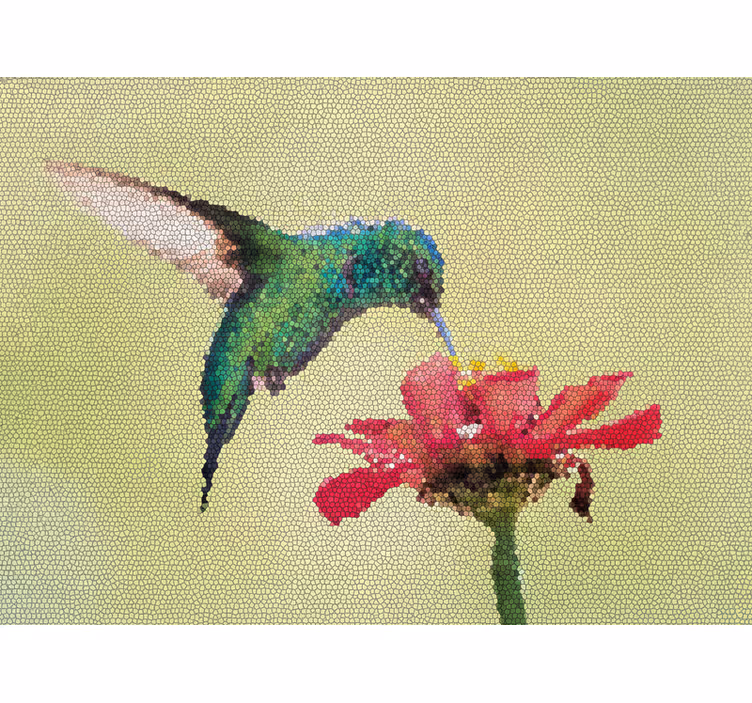 Entrance wall mural colorful bird mosaic - TenStickers
