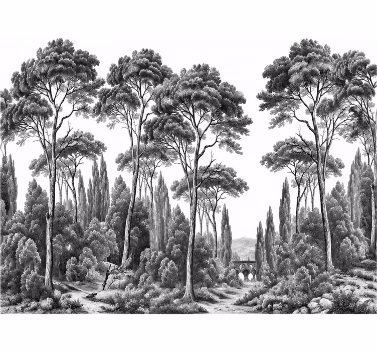 Nature wall mural in black and white - TenStickers