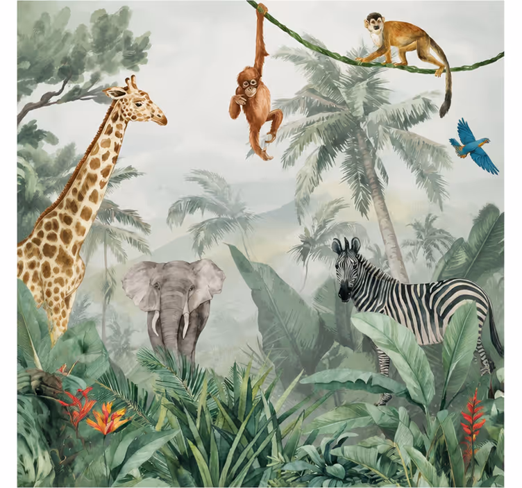 Jungle wall mural nature's serenity - TenStickers