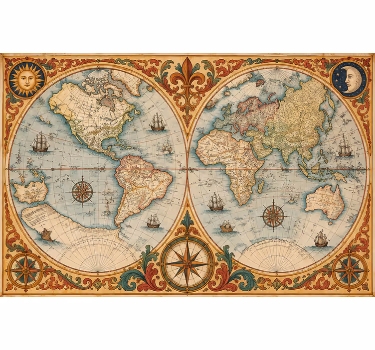 Vintage world map wall mural - TenStickers