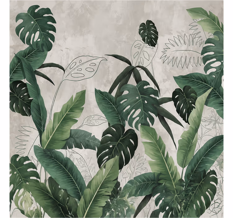 Nature wall mural monstera leaves design - TenStickers