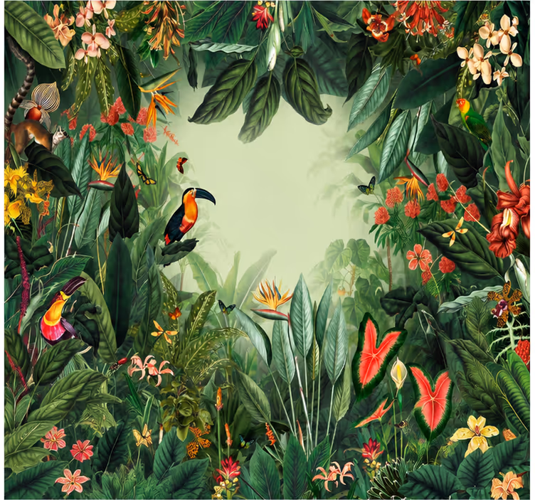 Nature wall mural exotic garden design - TenStickers