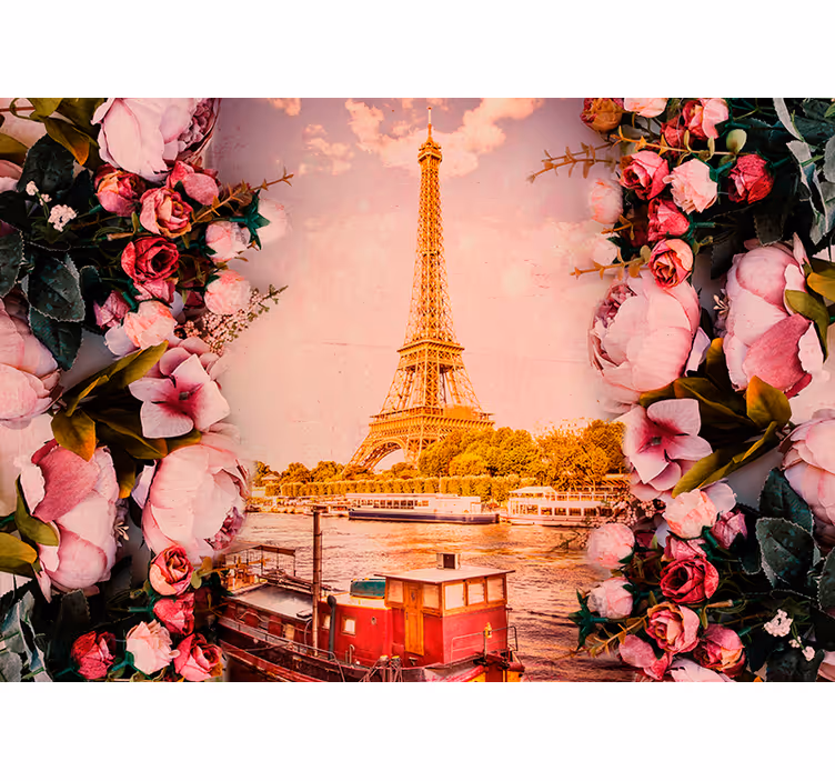 Eiffel tower and flowers Paris wall mural - TenStickers