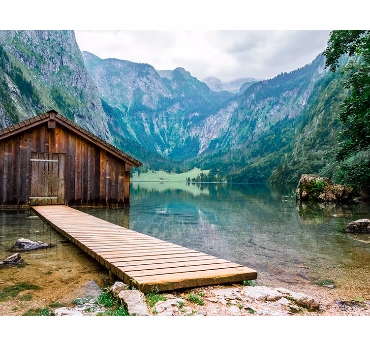 Hut in the mountain wall mural - TenStickers