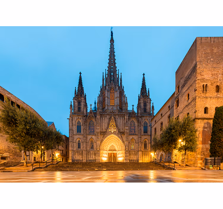 Gothic Cathedral Night Barcelona mural - TenStickers