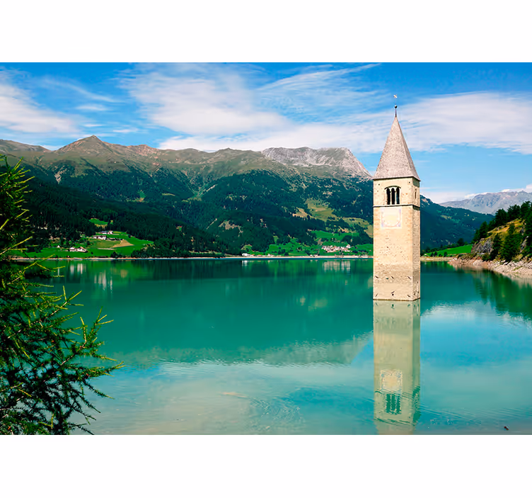 Curon Venosta landscape lake wall mural - TenStickers