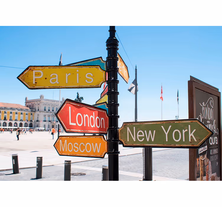 City locations wall mural - TenStickers