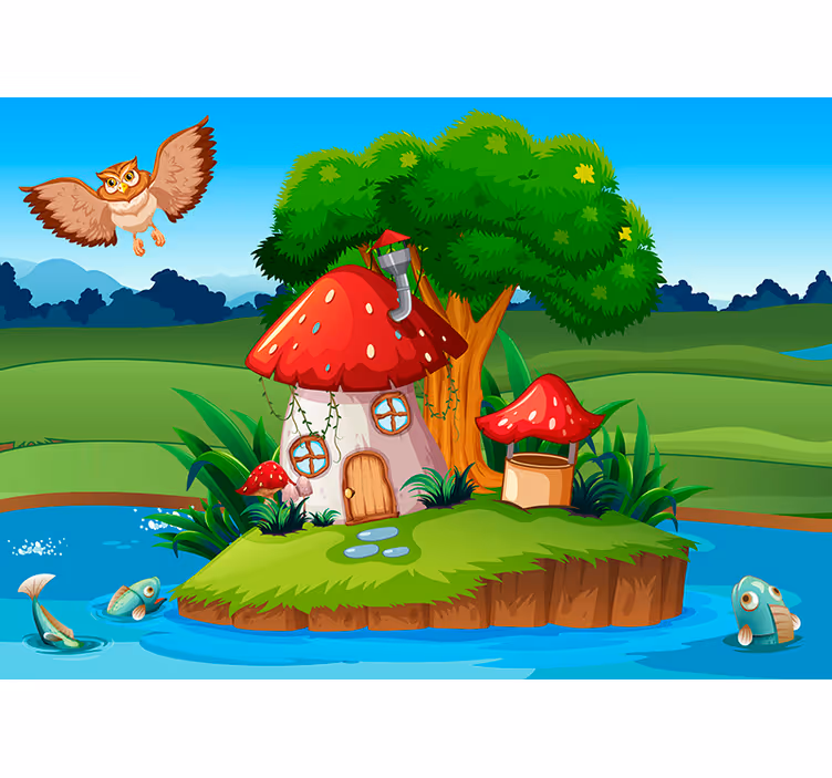 Mr Owl's home nursery wall mural - TenStickers