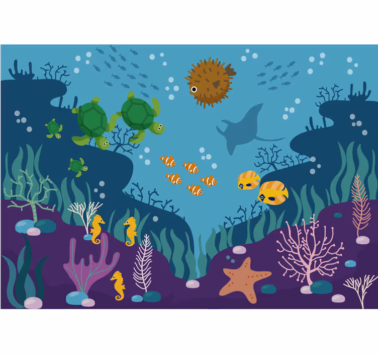 Underwater Cartoon Scene nursery mural - TenStickers