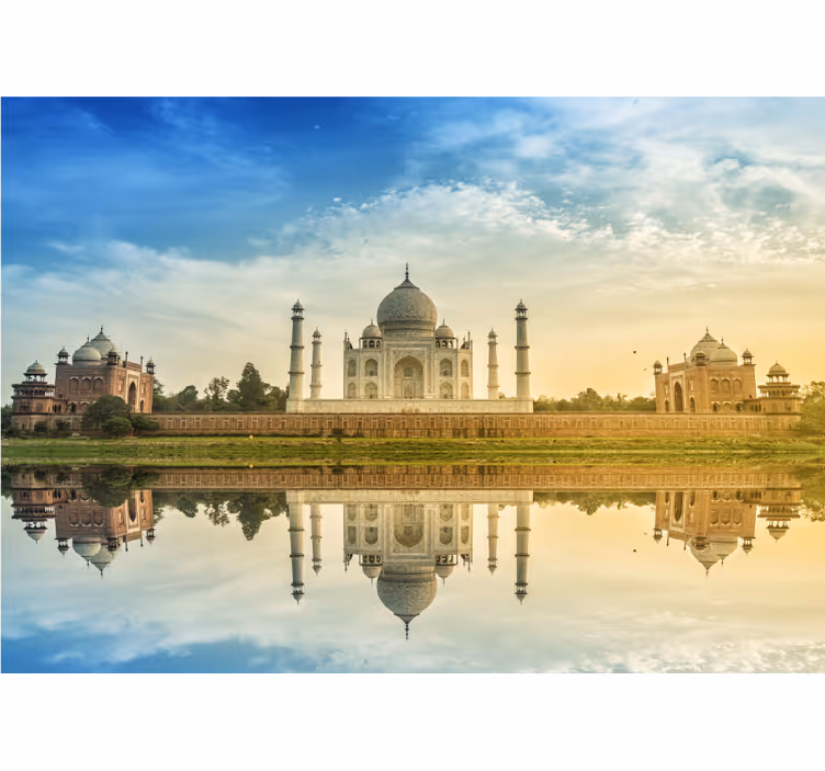 City wall mural taj mahal reflection - TenStickers