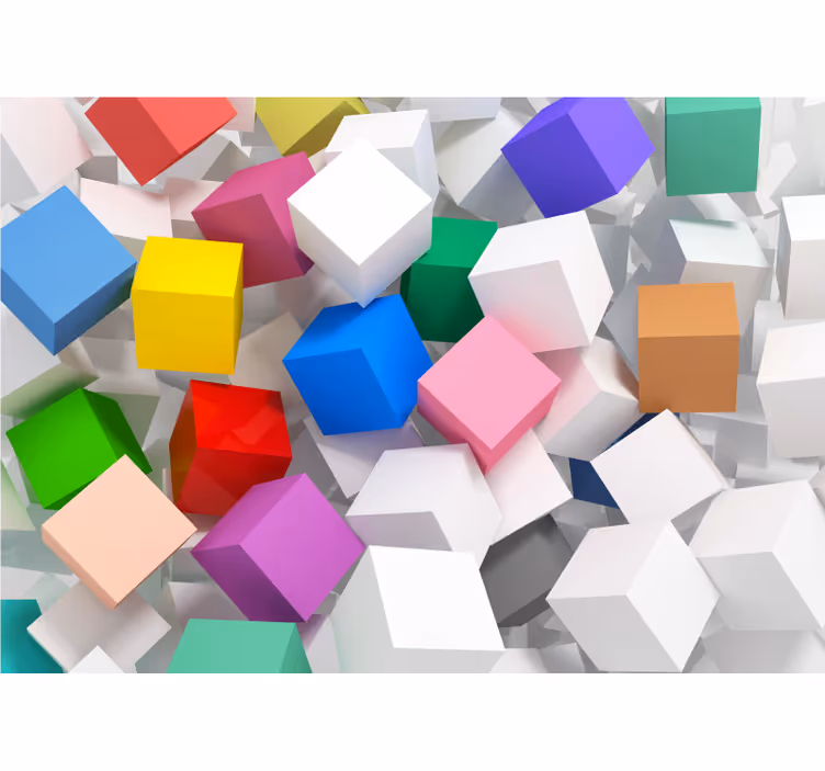 Wall mural 3D cubes of different colors 3D - TenStickers