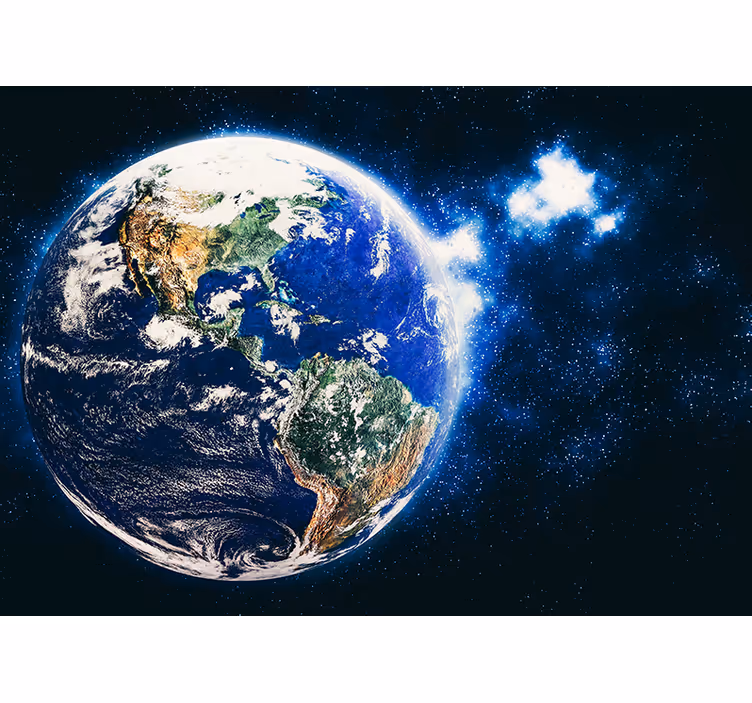 planet earth with continents space wall mural - TenStickers