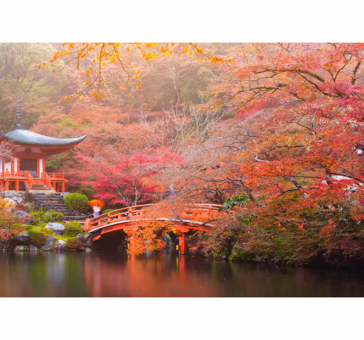 Tranquil garden pavilion landscape mural wallpaper - TenStickers