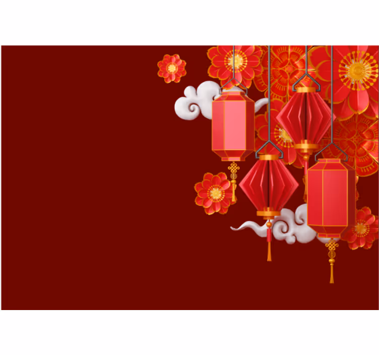 Lanterns and Flowers buddha mural - TenStickers