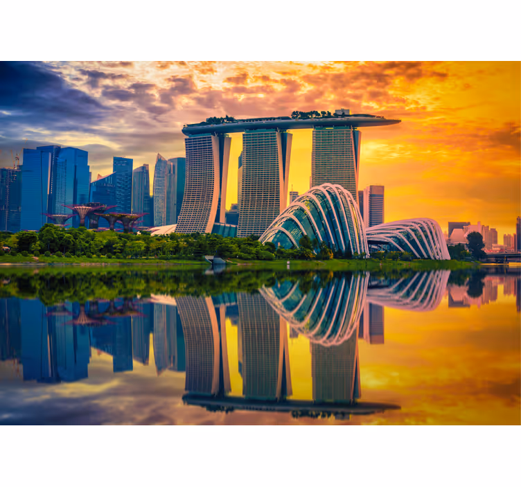 Marina Bay Reflections city wall mural - TenStickers
